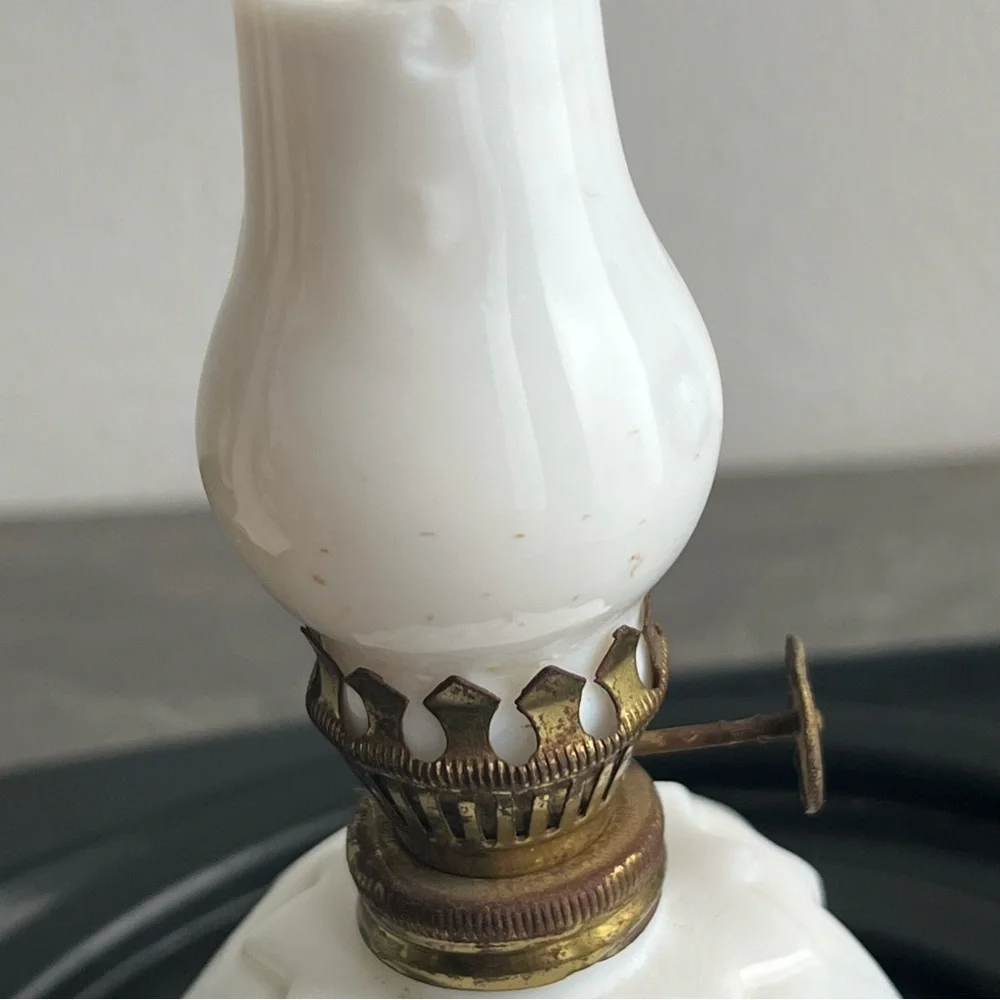 Milk Glass Oil Lamp Art Deco